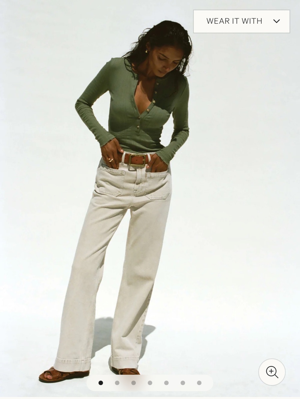 Faherty Wide-Leg Jeans in Light Cream
